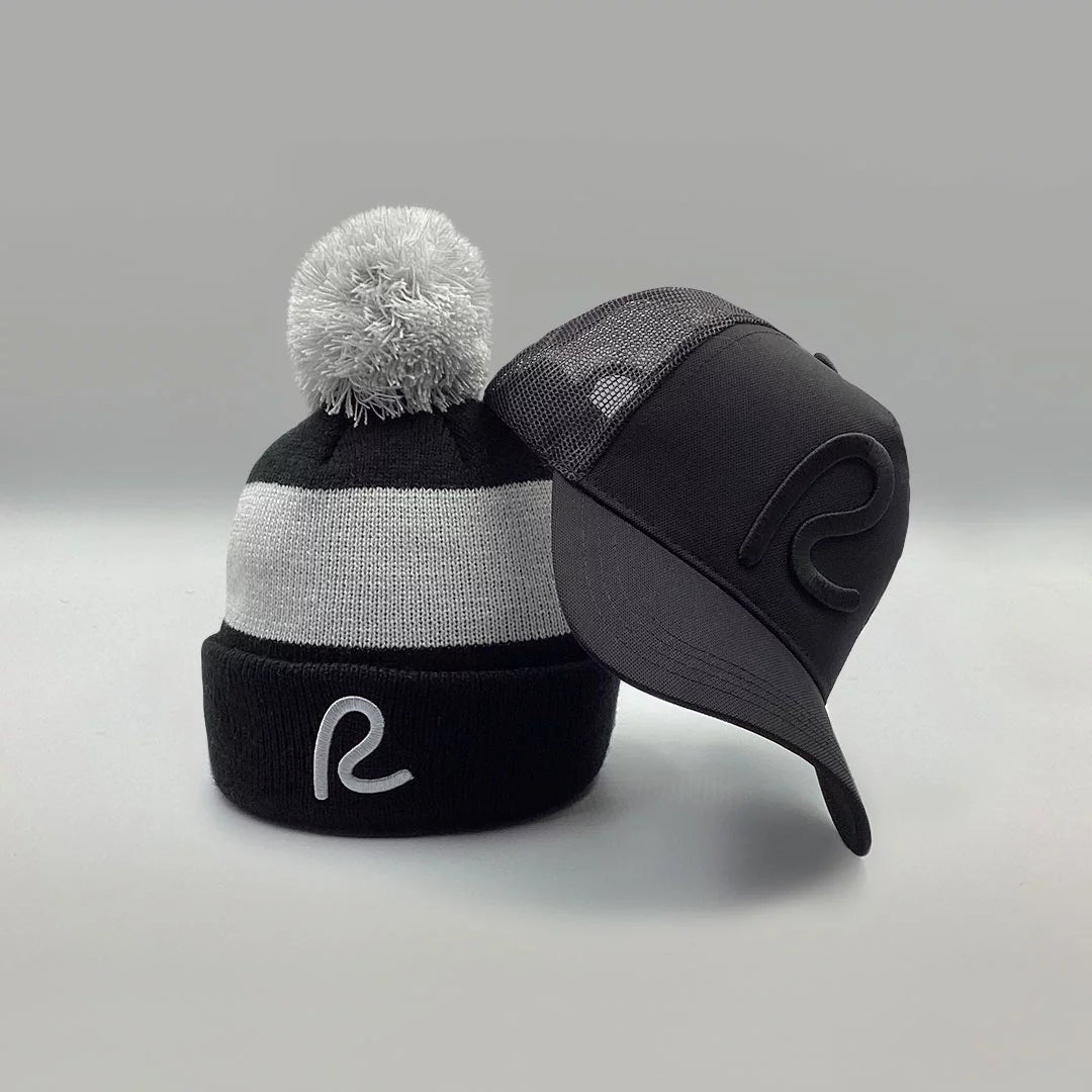 Rewired Black/Grey Bobble Hat With Black Tonal R Trucker Cap