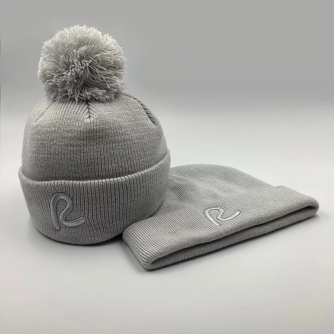 Rewired Grey Tonal Bobble Hat With Grey Tonal Beanie