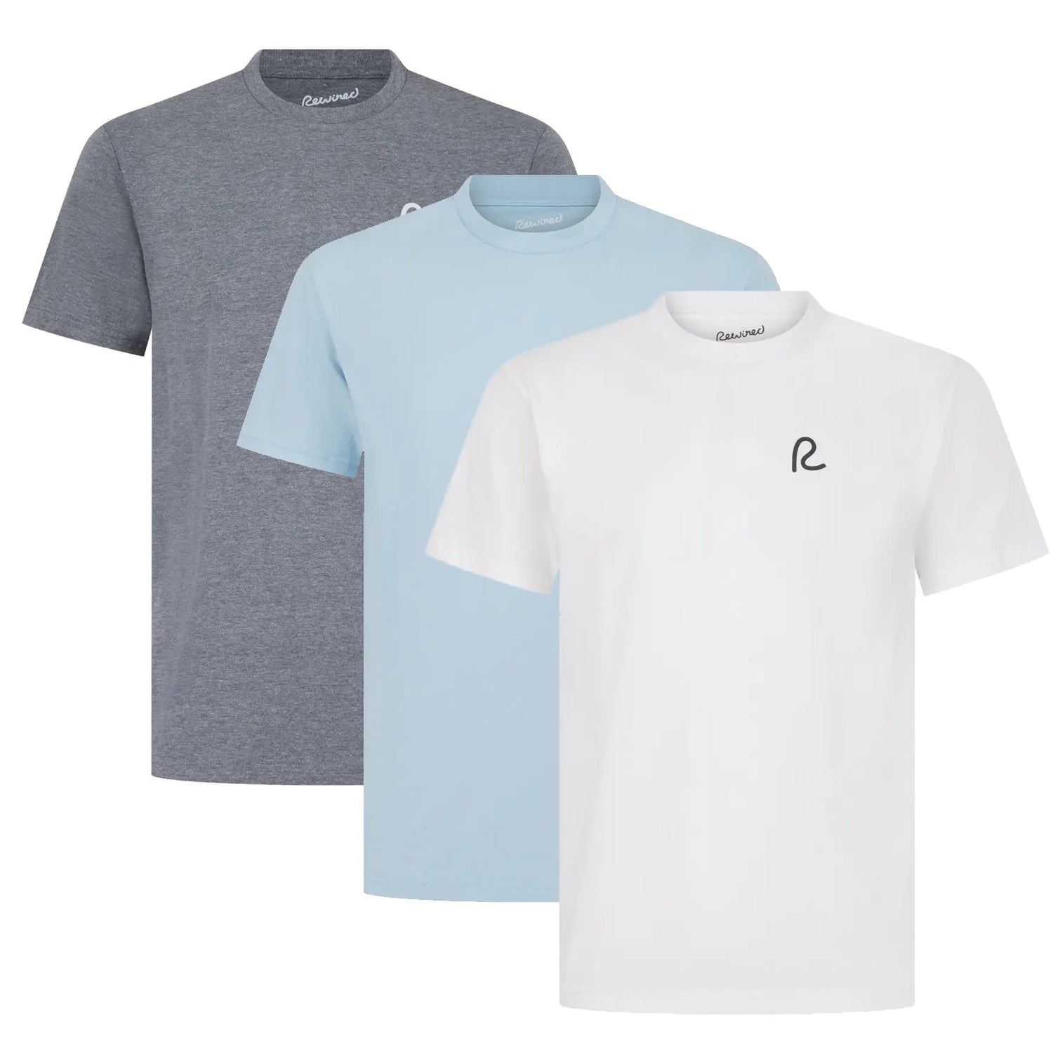 Rewired Premium T-Shirt Triple Pack - Light Blue/Grey/White