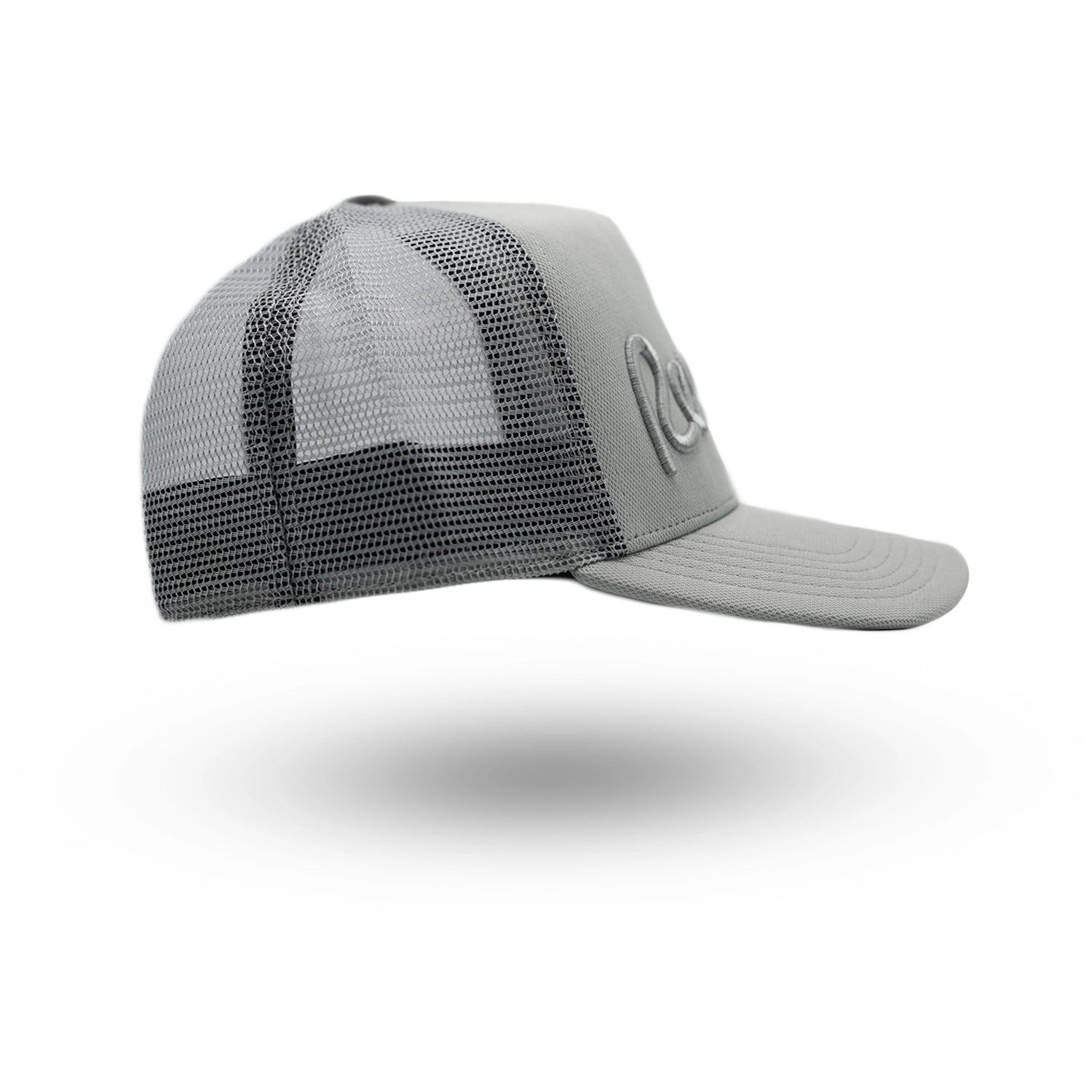 Rewired Script Trucker Cap - Grey Tonal - Right