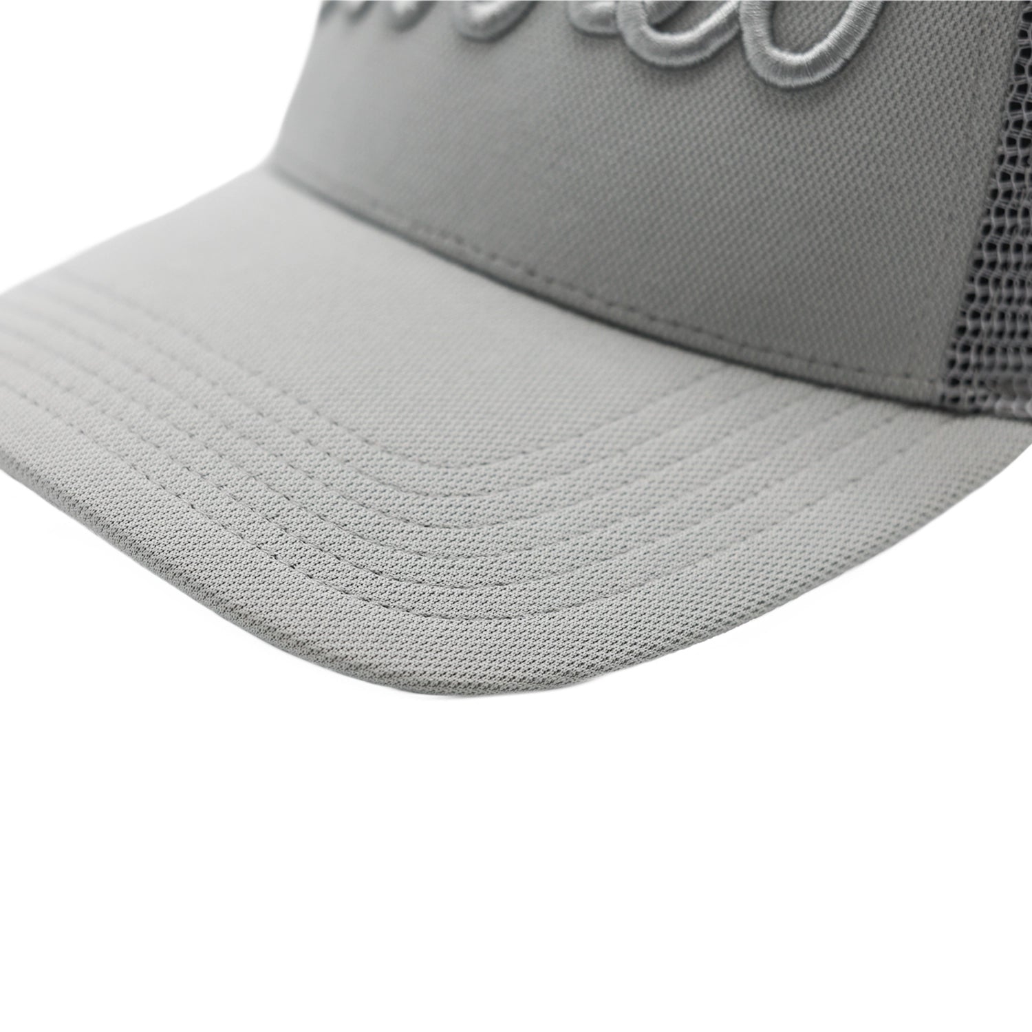 Rewired Script Trucker Cap - Grey Tonal - Stitched Peak