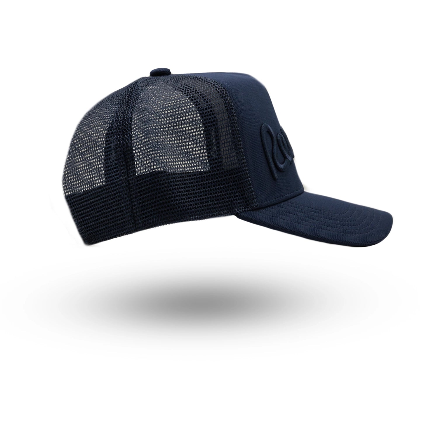 Rewired Script Trucker Cap - Navy Tonal - Right