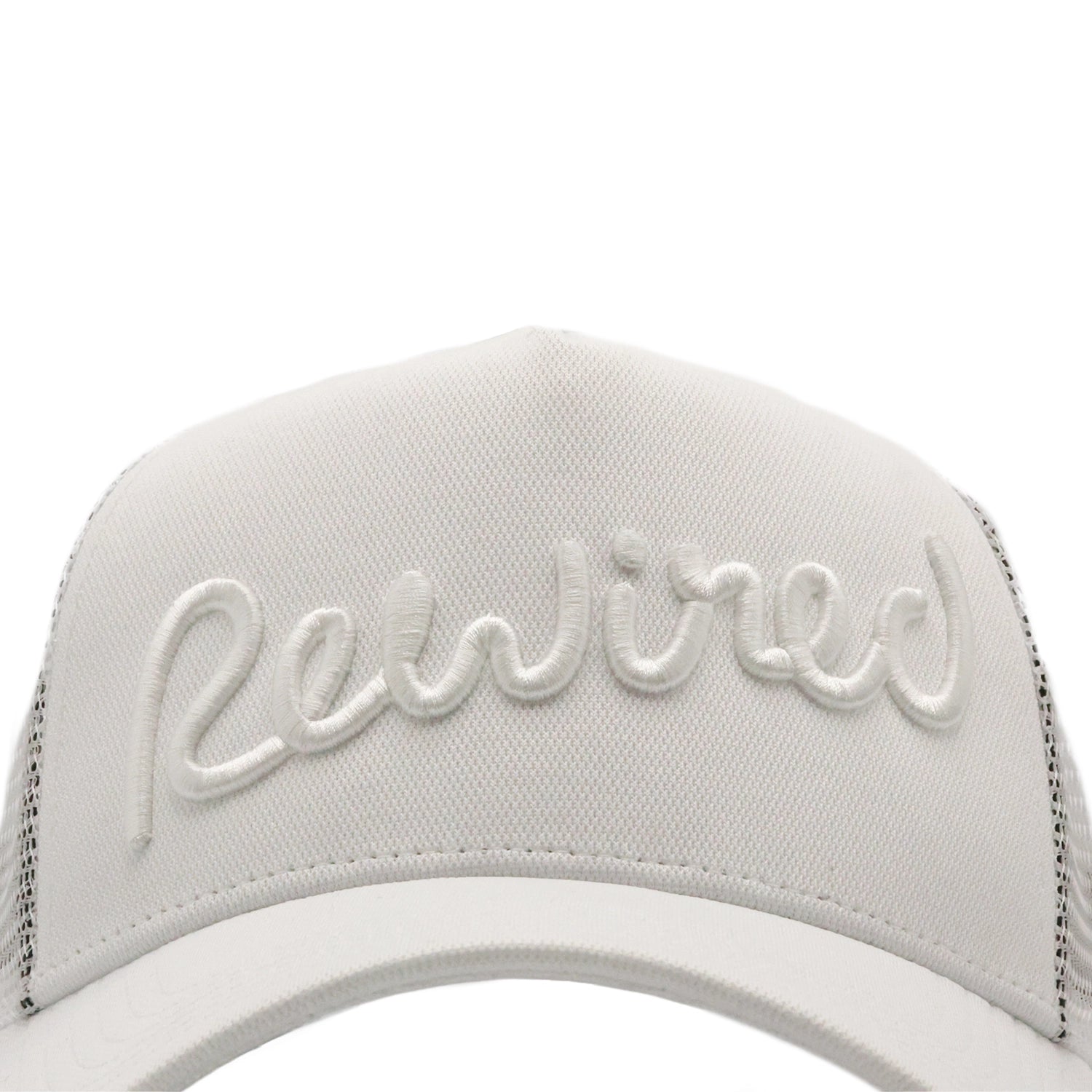 Rewired Script Trucker - White Tonal - Front