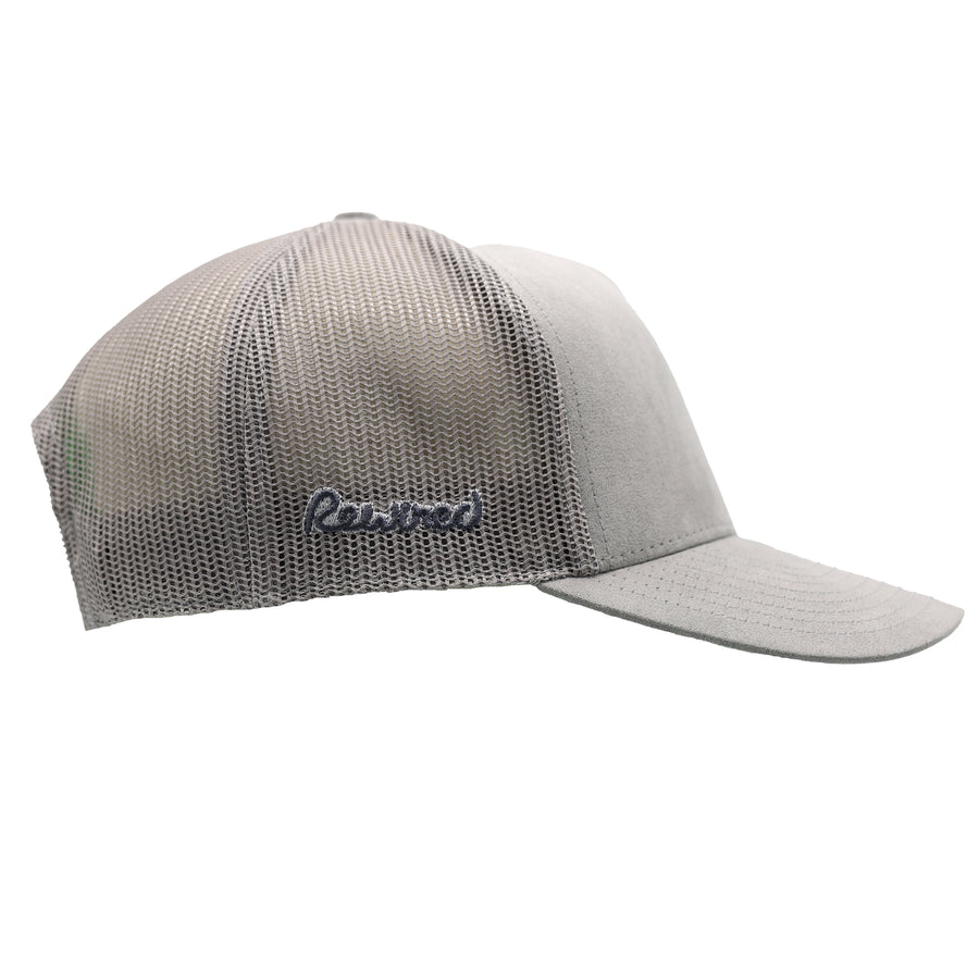 Rewired Essential Suede R Trucker Cap - Grey/Navy