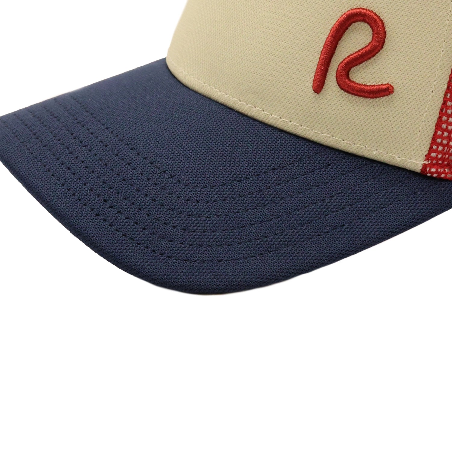 Rewired 2.0 Essential R Trucker Cap - Navy/Stone/Red - Stitched Peak