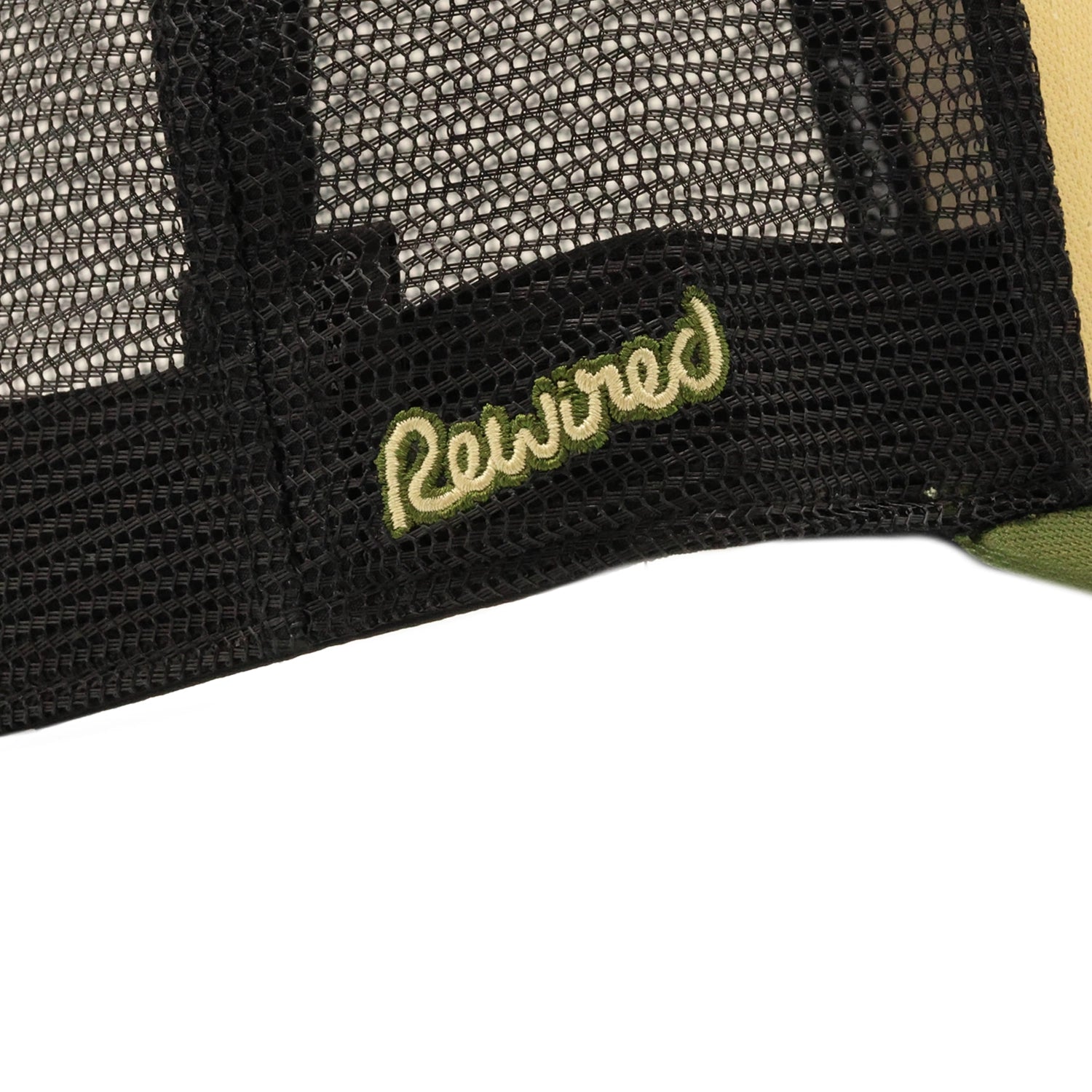 Rewired 2.0 Essential R Trucker Cap - Olive/Sand/Black - Side Script Logo