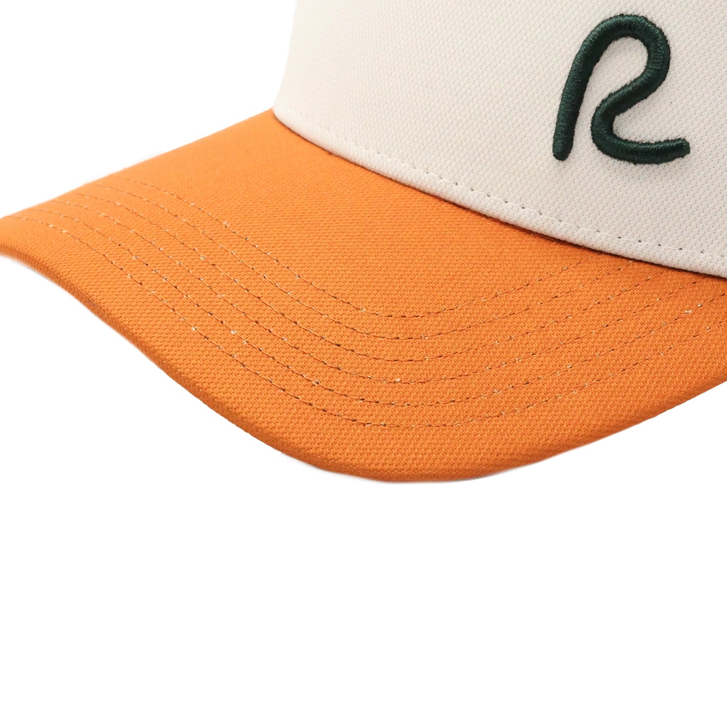 Rewired 2.0 Essential R Trucker Cap - Rust/White/Green - Stitched Peak