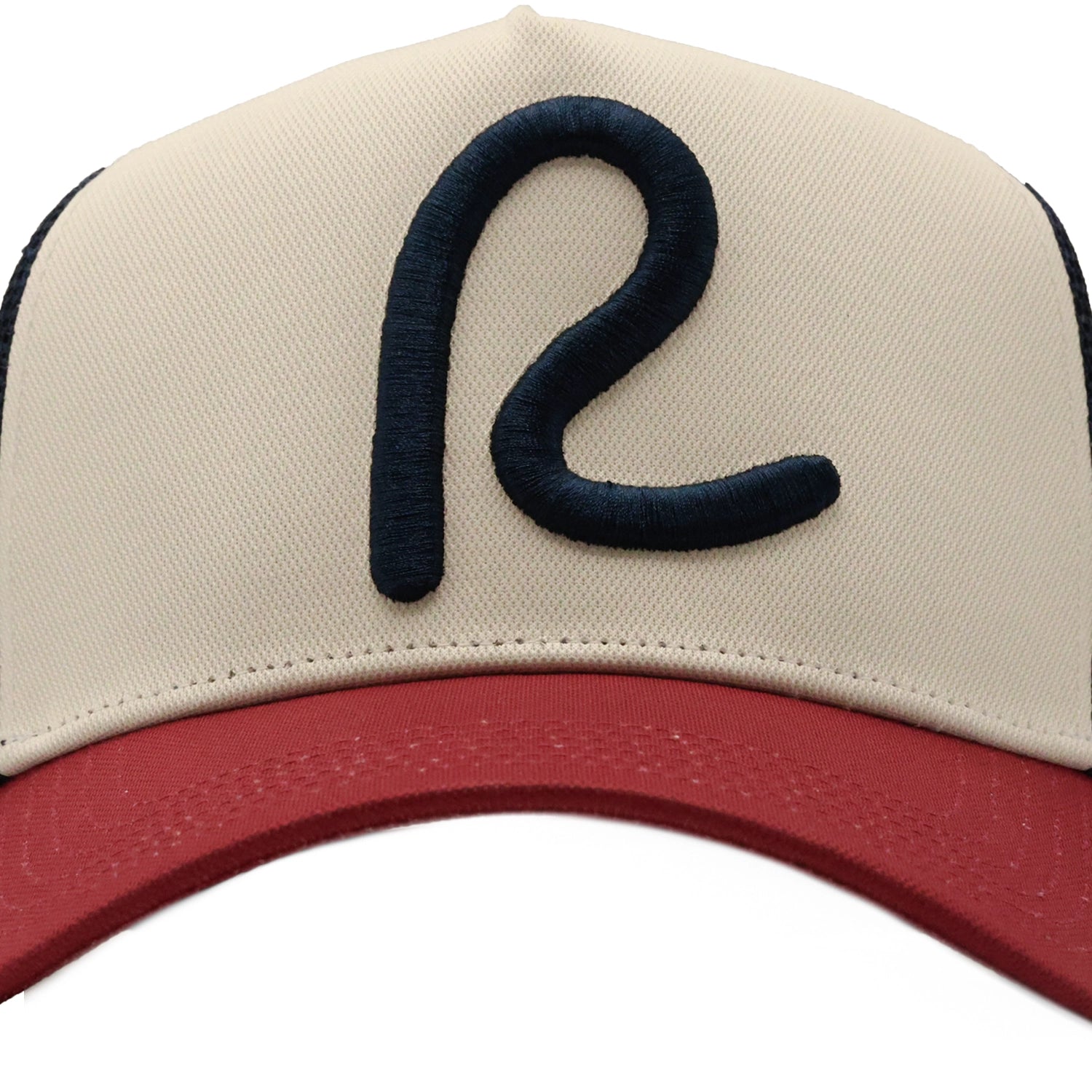 Rewired 2.0 R Trucker Cap - Burgundy/Off White/Navy - Front R Logo