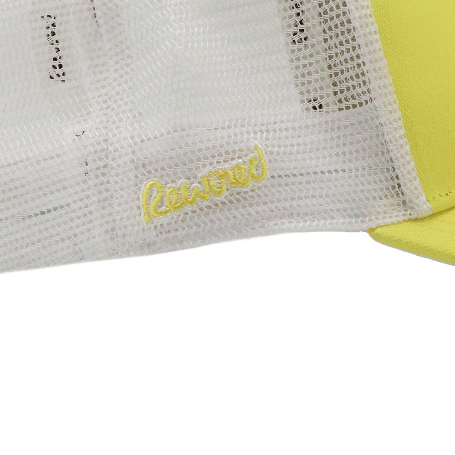 Rewired 2.0 Essential R Trucker Cap - Lemon/White - Side Script Logo
