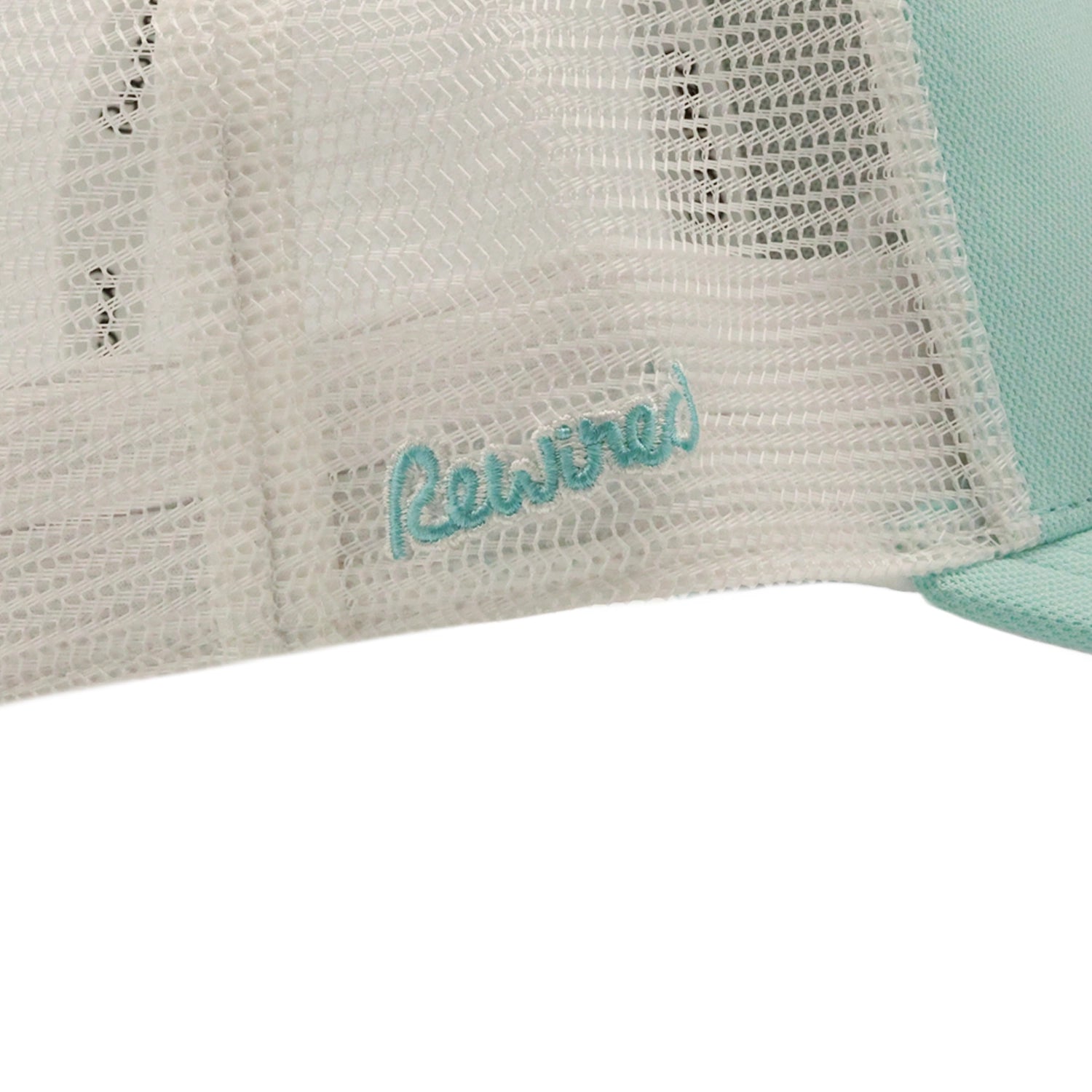 Rewired 2.0 Essential R Trucker Cap - Aqua/White - Side Script Logo