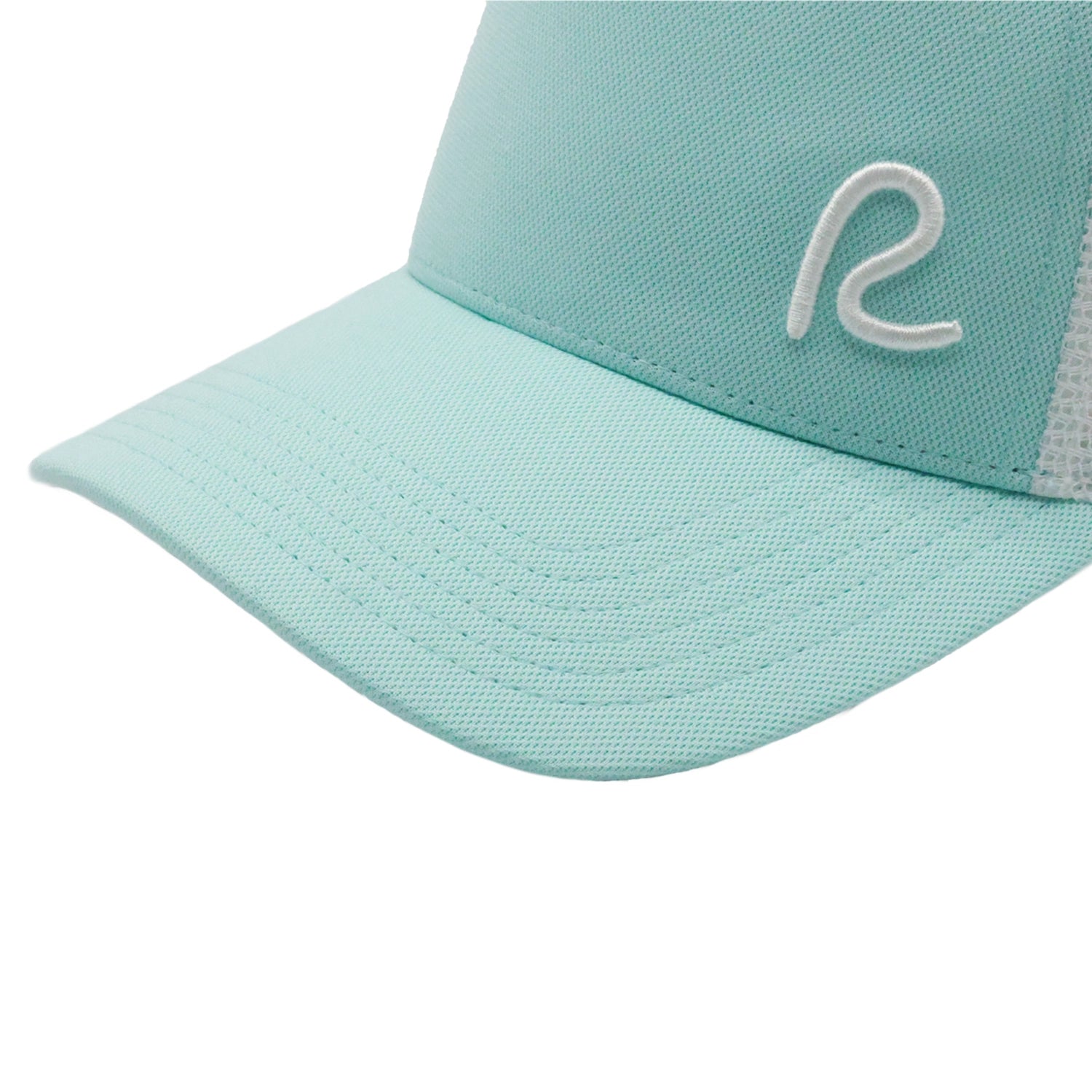 Rewired 2.0 Essential R Trucker Cap - Aqua/White - Stitched Peak
