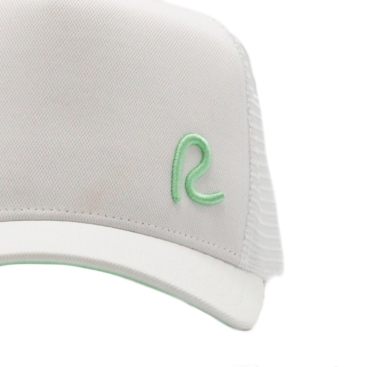 Rewired 2.0 Essential R Trucker Cap - White/Mint - Front Logo