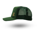 Rewired 2.0 Essential R Trucker Cap - Forest Green/Gold - Left