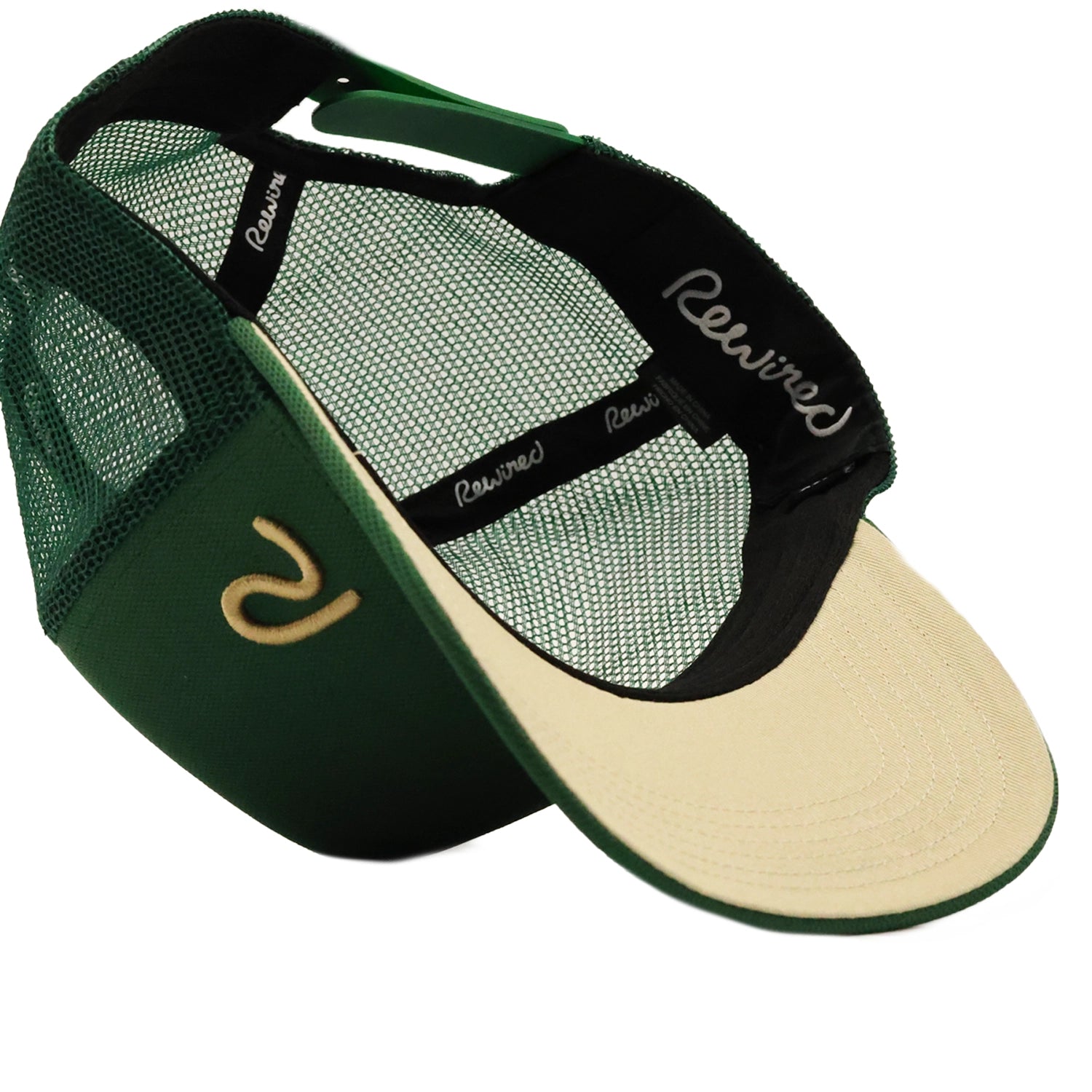 Rewired 2.0 Essential R Trucker Cap - Forest Green/Gold - Under Visor