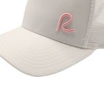 Rewired 2.0 Essential R Trucker Cap - White/Powder Pink - Stitched Visor