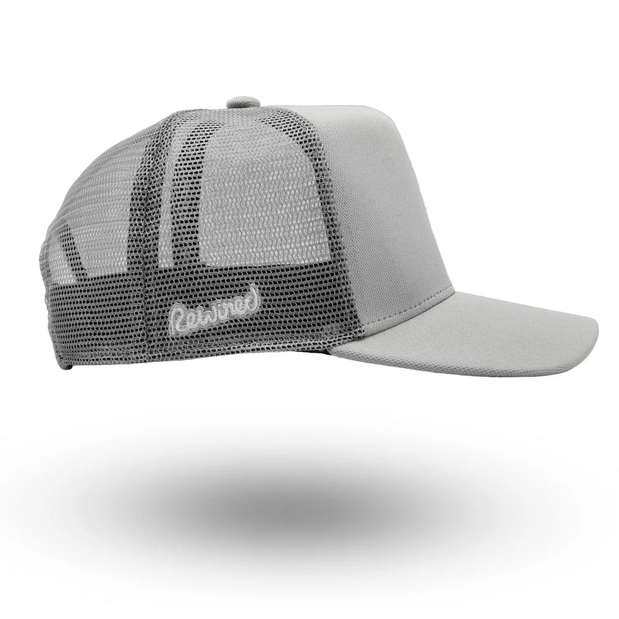Gray and white trucker hat hotsell