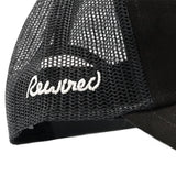 Rewired Essential Suede R Trucker Cap - Black/White - Side Script Logo