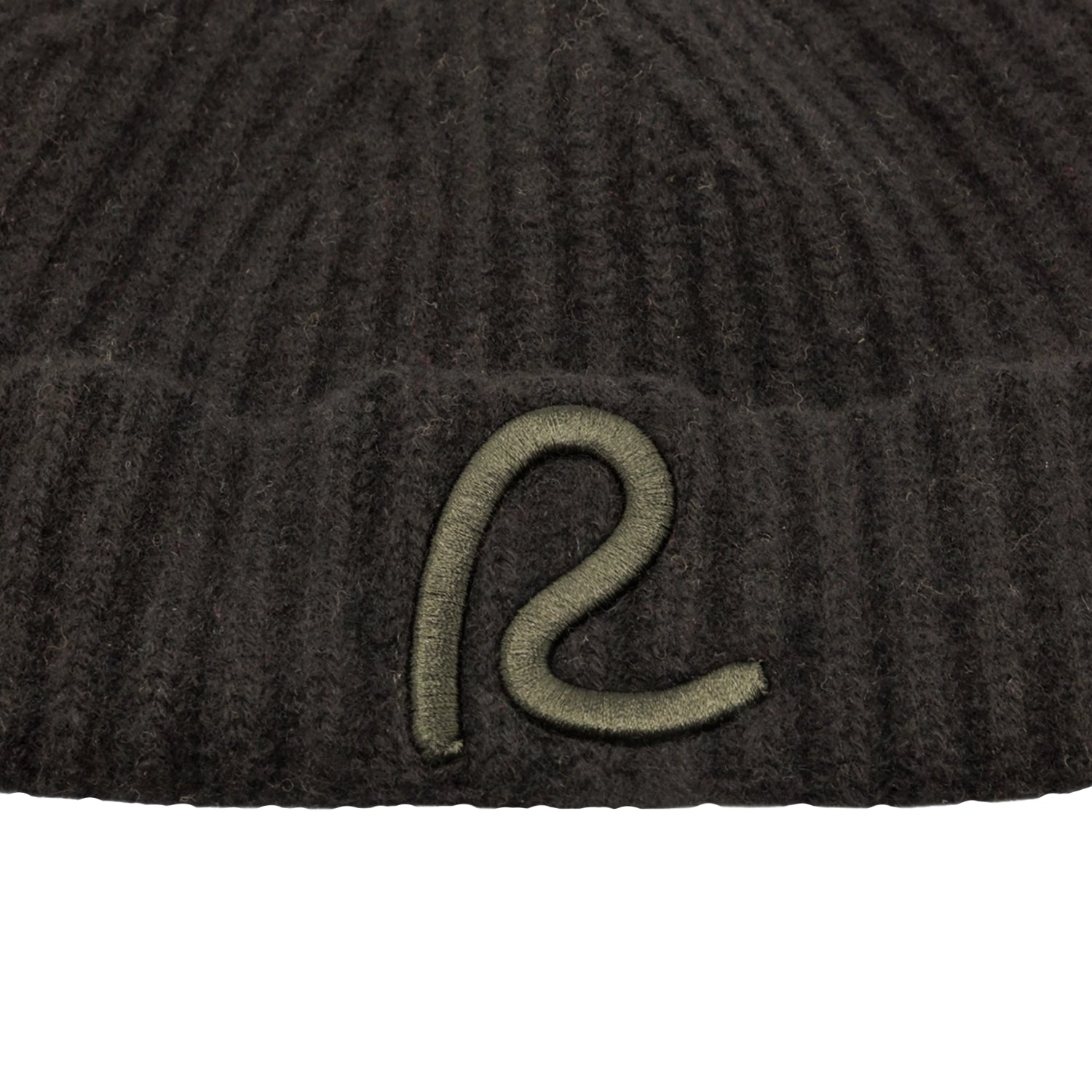 Rewired 100% Merino Wool Rib Beanie - Black - Logo