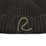 Rewired 100% Merino Wool Rib Beanie - Black - Logo