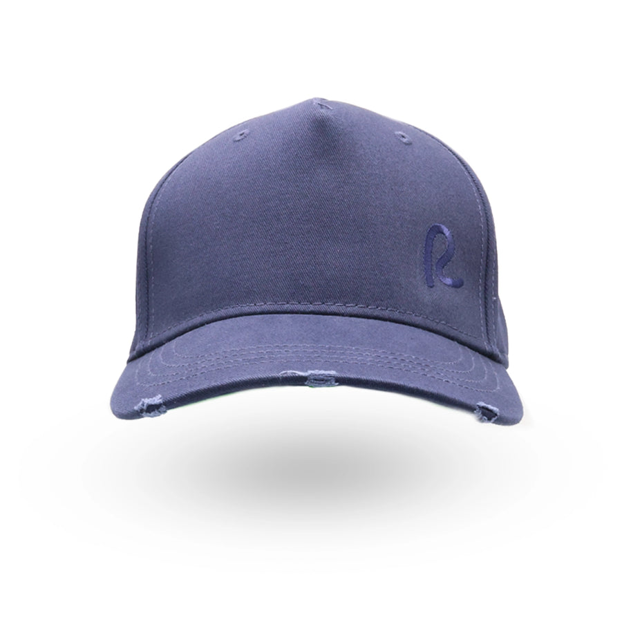 Rewired Distressed R Baseball Cap - Navy Tonal - Front