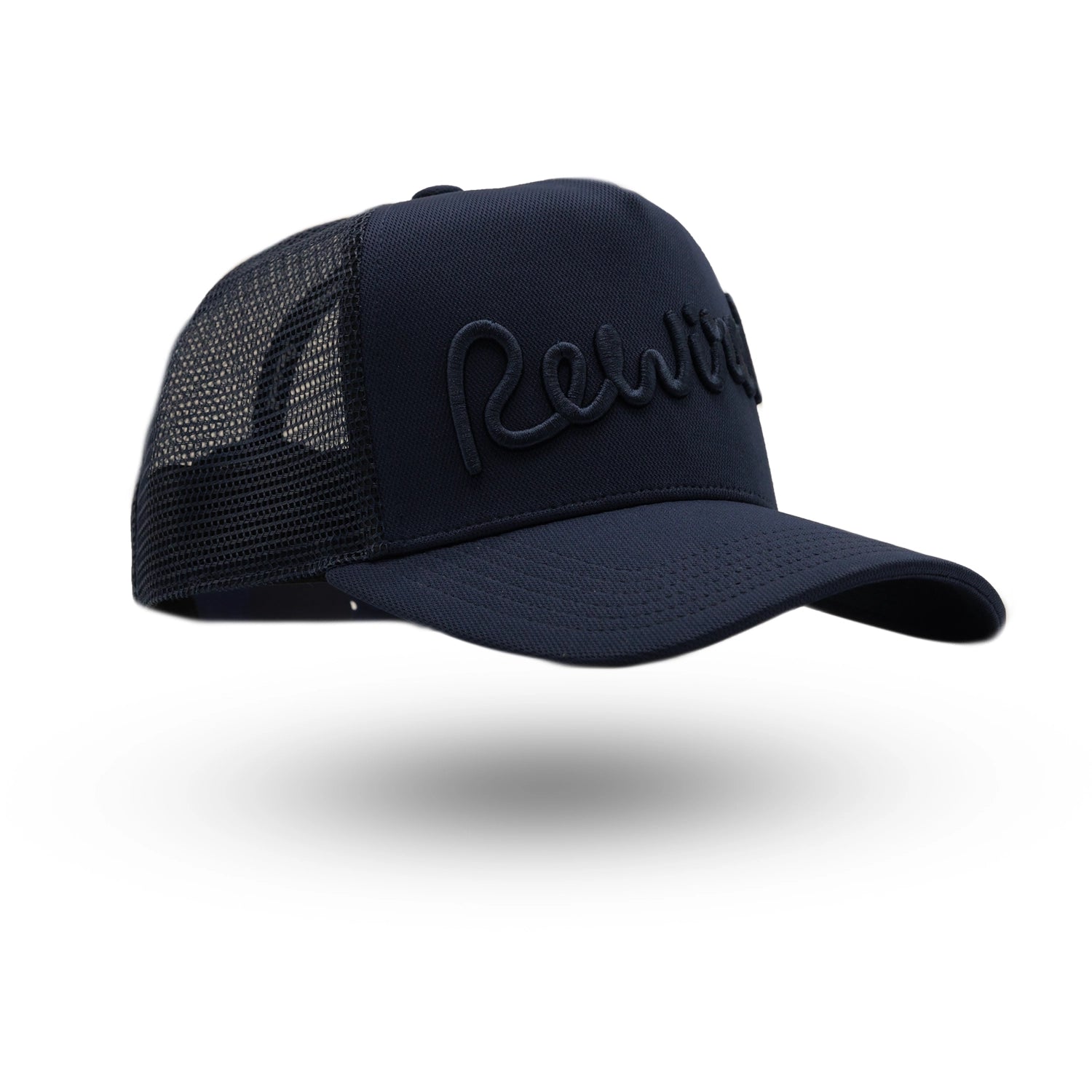 Rewired Script Trucker Cap - Navy Tonal