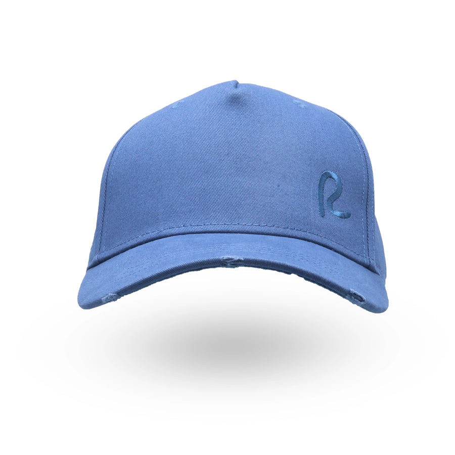 Rewired Distressed R Baseball Cap - Sky Blue - Front