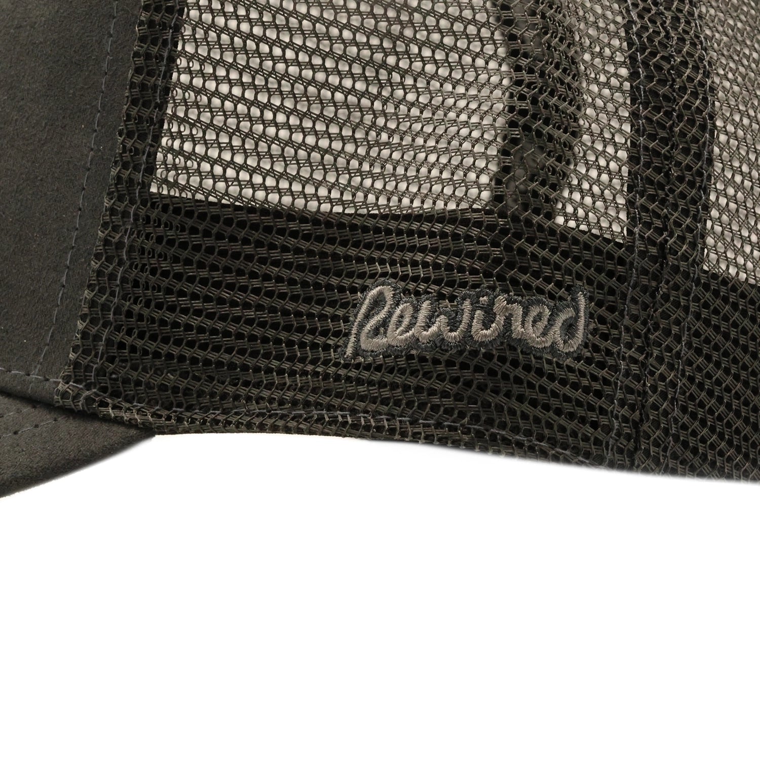 Rewired Suede R Trucker Cap - Dark Slate - Side Script