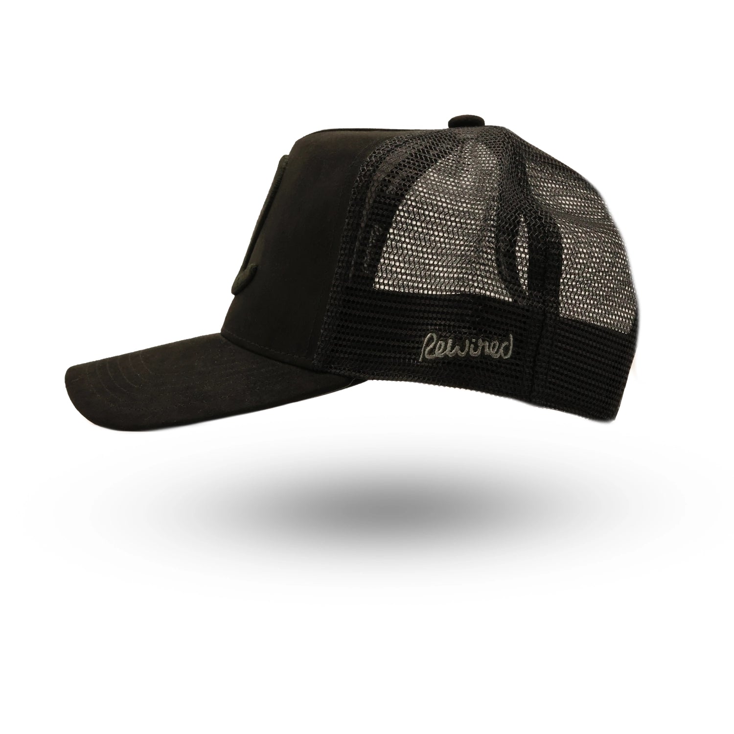 Rewired Suede R Trucker Cap - Midnight Black - Left