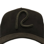 Rewired Suede R Trucker Cap - Midnight Black - Front