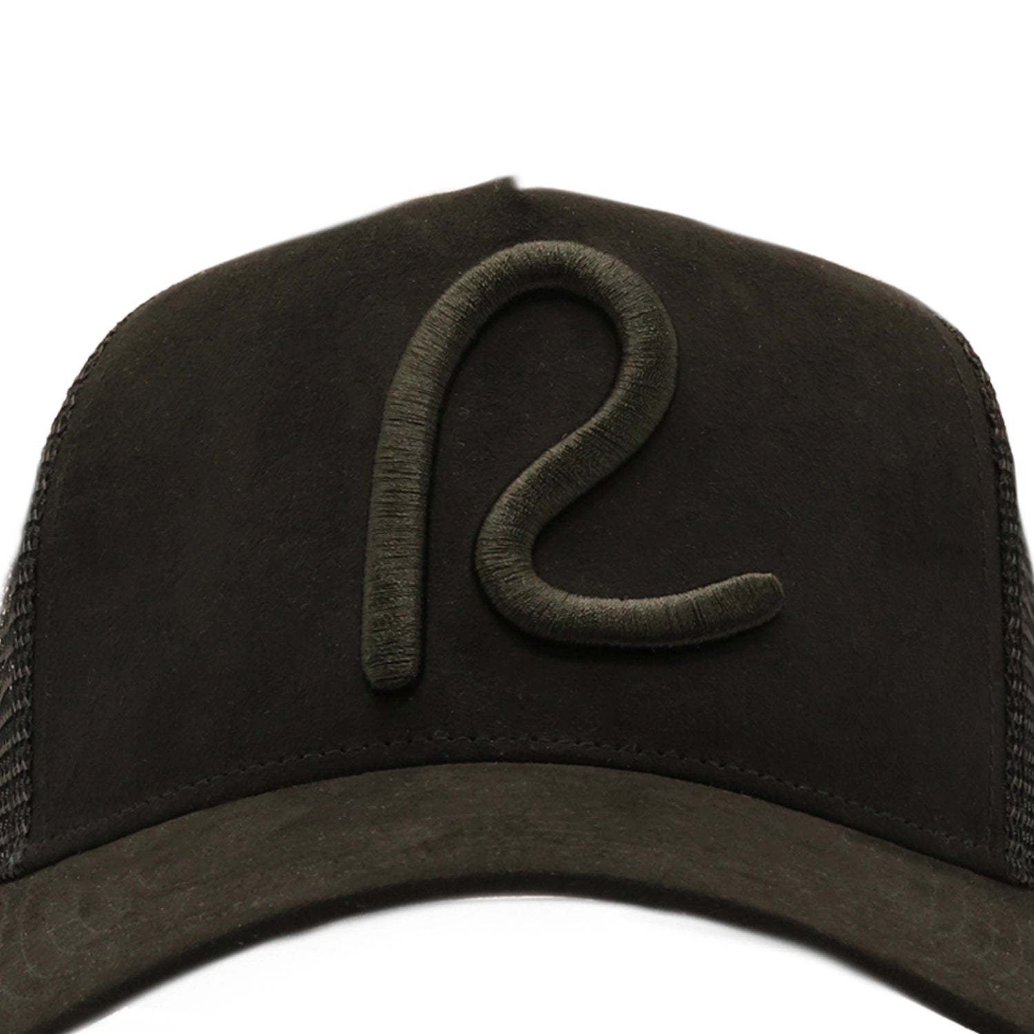 Rewired Suede R Trucker Cap - Midnight Black - Front