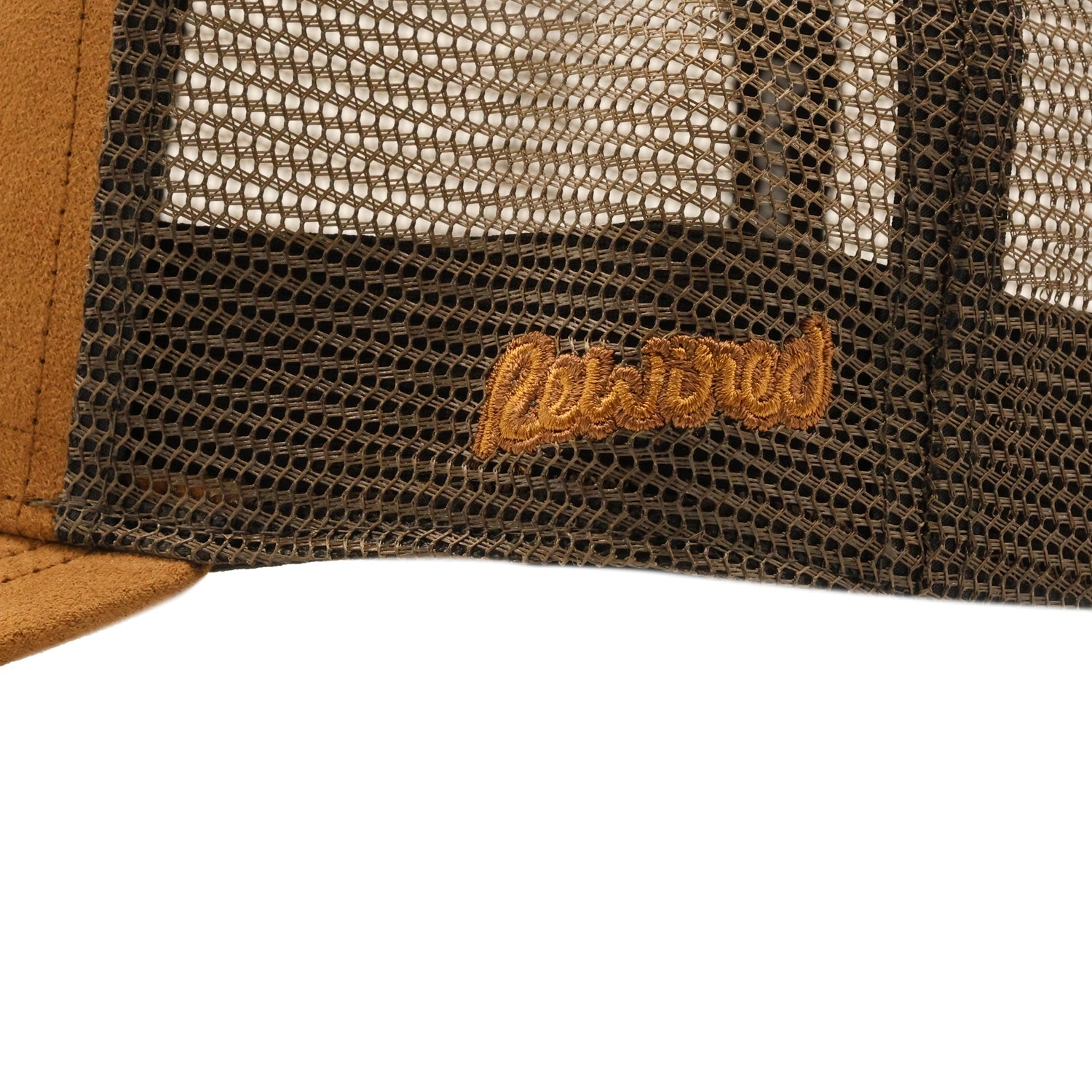 Rewired Suede R Trucker Cap - Rich Chestnut - Side Script Logo