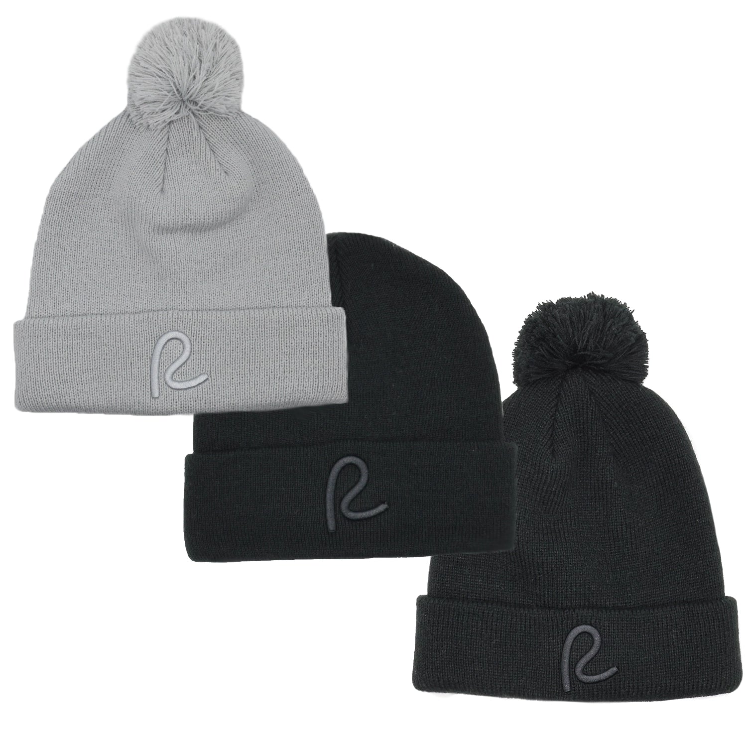 Rewired Winter Hat Triple Pack - Grey/Black/Black