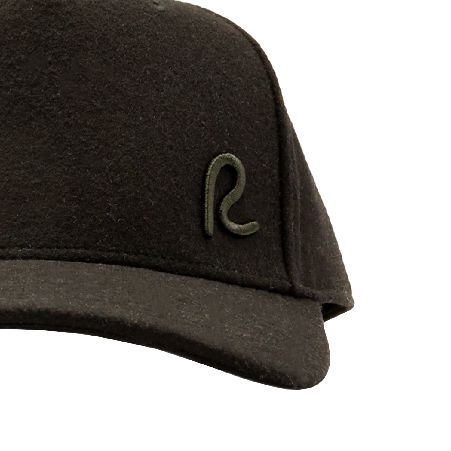 Rewired Wool Essential R Trucker Cap - Black Tonal - Front