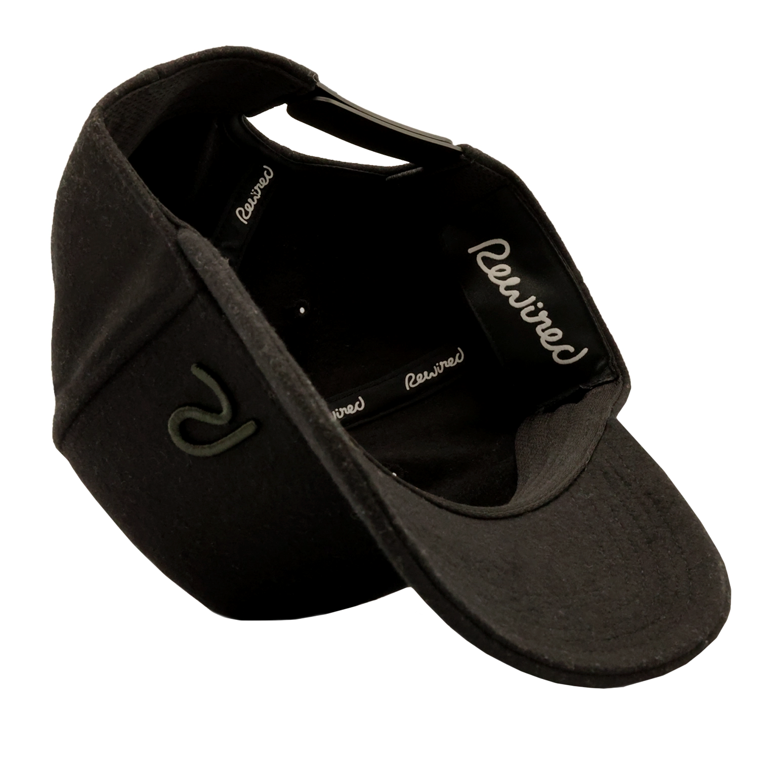 Rewired Wool Essential R Trucker Cap - Black Tonal - Underside
