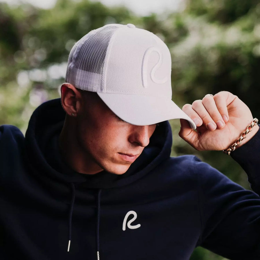 Rewired R Trucker Cap - White Tonal - Lifestyle