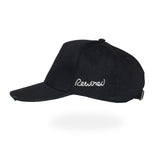 Distressed R Baseball Cap- Black/ White