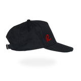 Distressed R Baseball Cap- Black/ Red