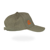 Distressed R Baseball Cap- Khaki/ Orange